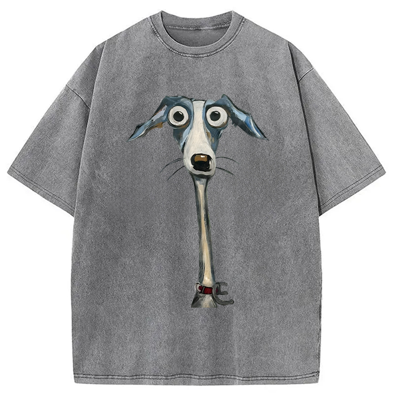 Modecanvas Funny Dog Art DTG Printing Washed T-Shirt