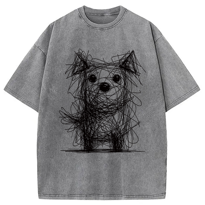 Modecanvas Scruffy Dog Chaos Art DTG Printing Washed T-Shirt