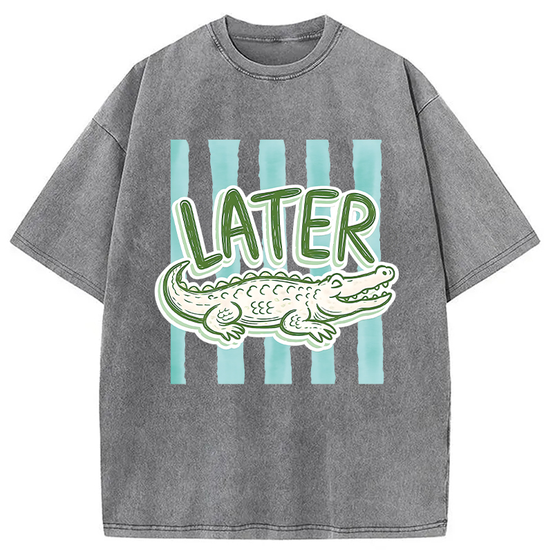 Modecanvas After While Crocodile DTG Printing Washed T-Shirt