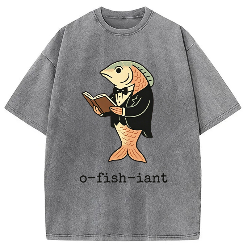 Modecanvas Fisherman O-fish-iant DTG Printing Washed T-Shirt