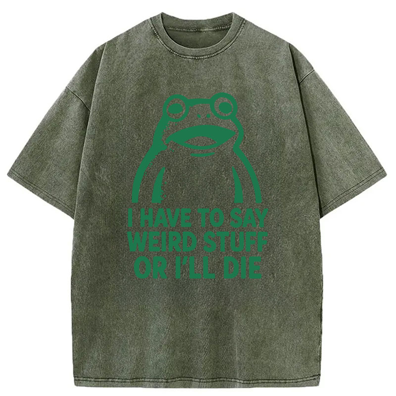 Modecanvas Weird Frog Funny Meme DTG Printing Washed T-Shirt