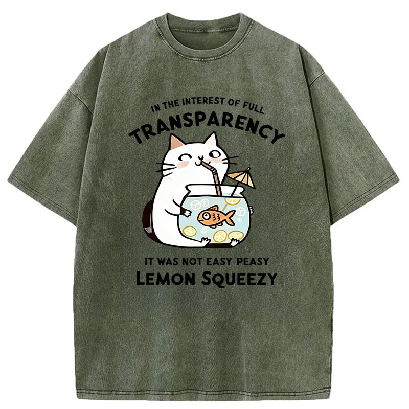 Modecanvas Cat Stealing Fishbowl Lemonade DTG Printing Washed T-Shirt