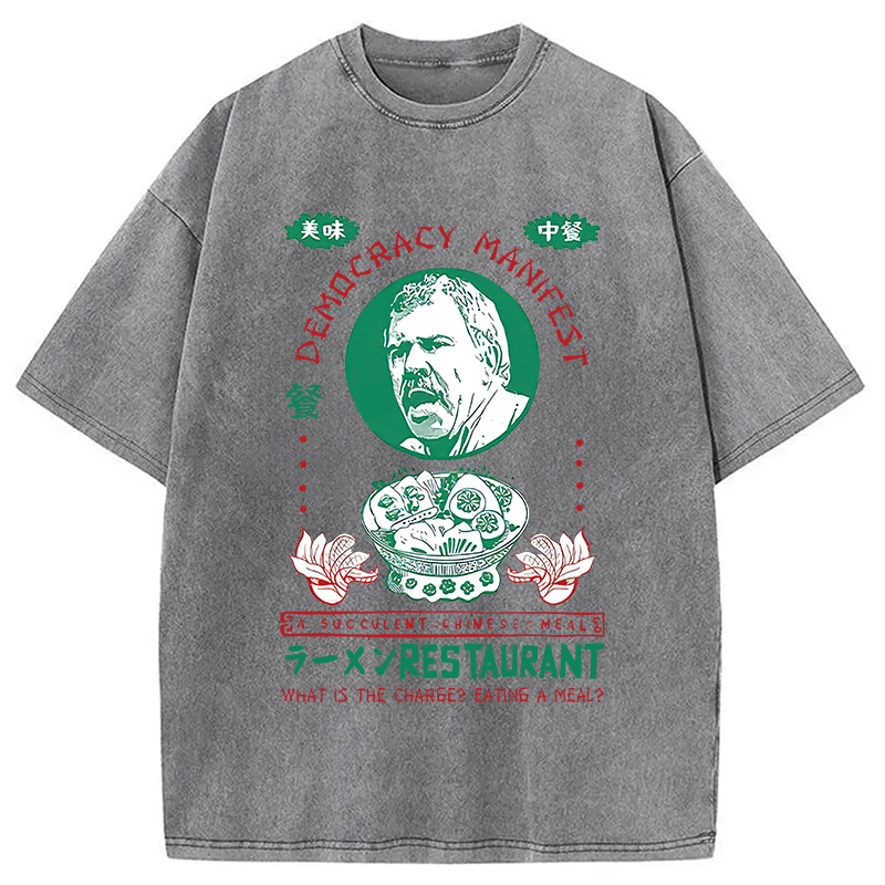 Modecanvas Delicious Chinese Food Washed T-Shirt-modecanvas