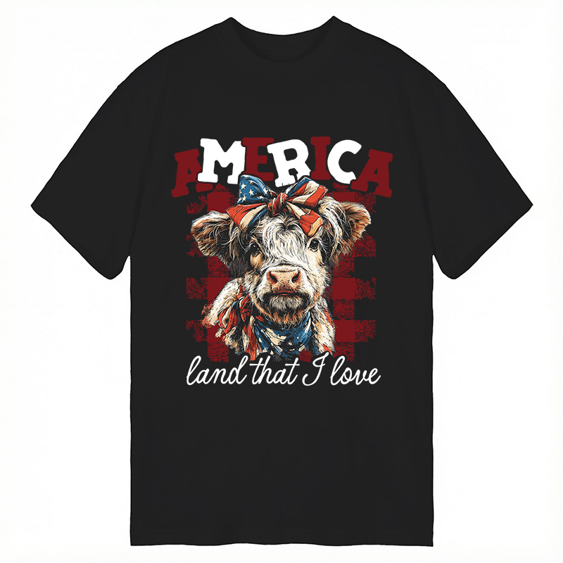 Modecanvas America Cow DTG Printing Classic T-Shirt-modecanvas