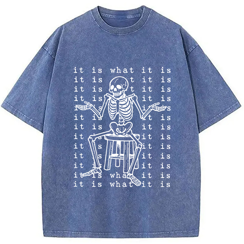 Modecanvas Helpless Skeleton DTG Printing Washed T-Shirt-modecanvas