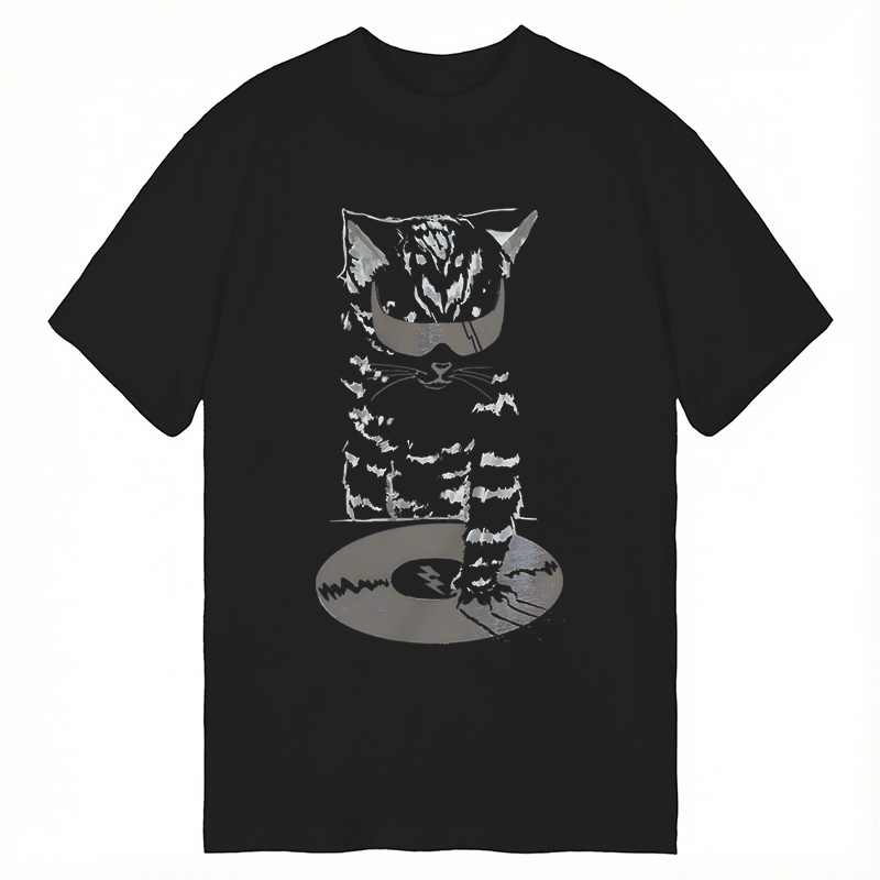 Modecanvas DJ Cat DTG Printing Classic T-Shirt-modecanvas
