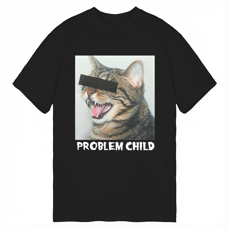 Modecanvas Problem Child Cat DTG Printing Classic T-Shirt-modecanvas