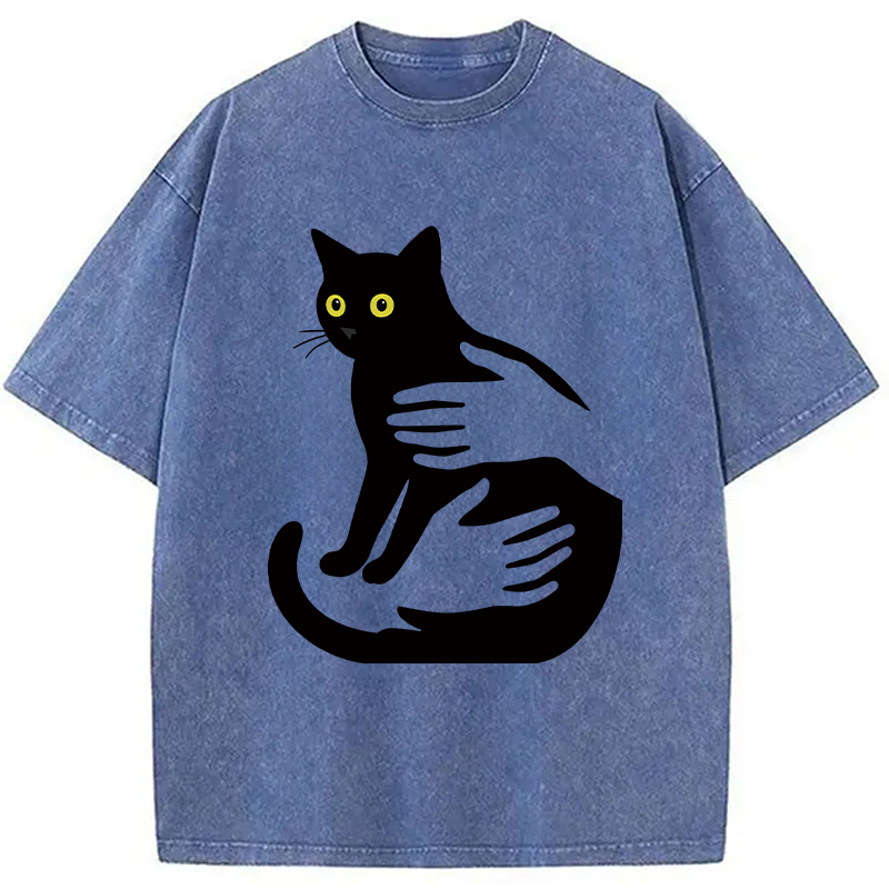 Modecanvas Hug A Black Cat Washed T-Shirt