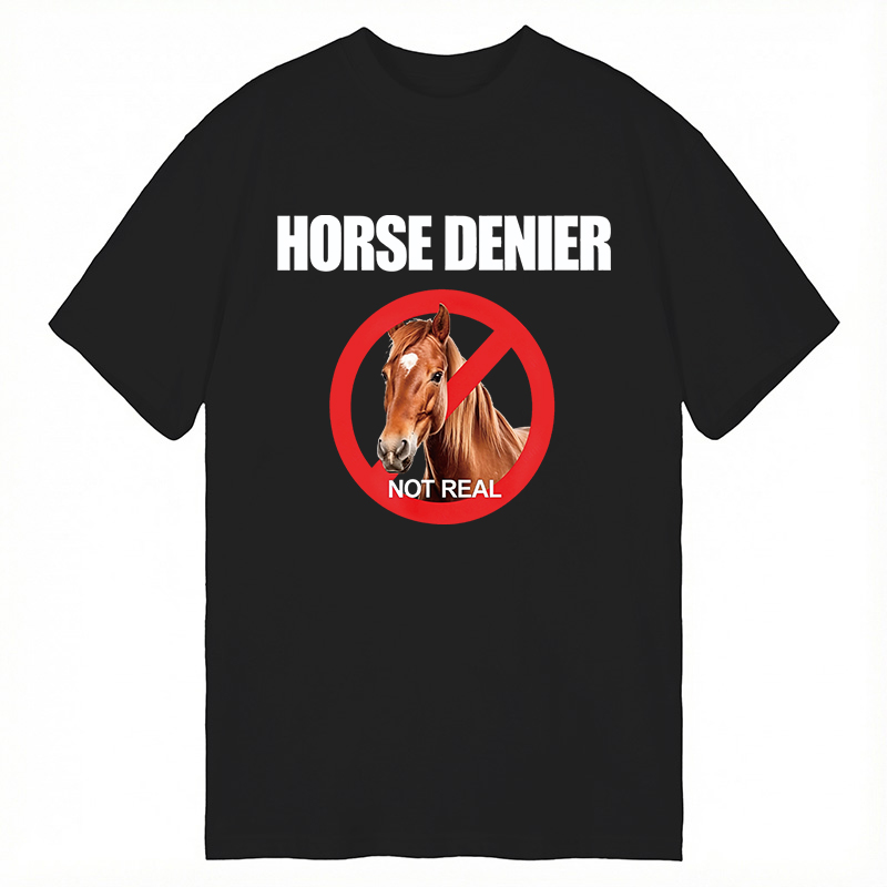Modecanvas Horse Denier Funny Horses DTG Printing Classic T-Shirt-modecanvas