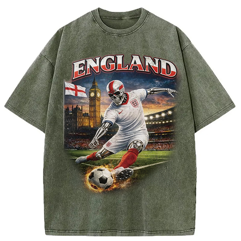 Modecanvas England Soccer DTG Printing Washed T-Shirt