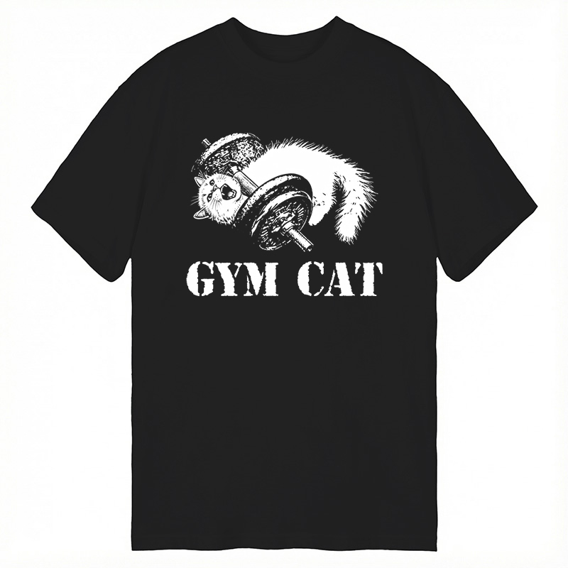 Modecanvas Cat Pumping Iron At The Gym DTG Printing Classic T-Shirt-modecanvas