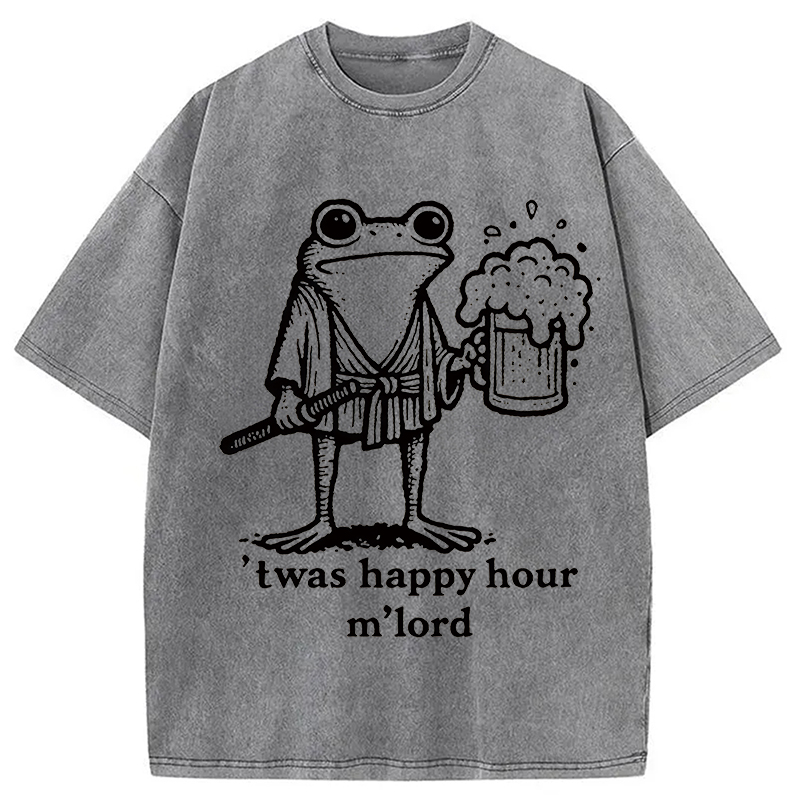 Modecanvas Happy Hour Frog Washed T-Shirt