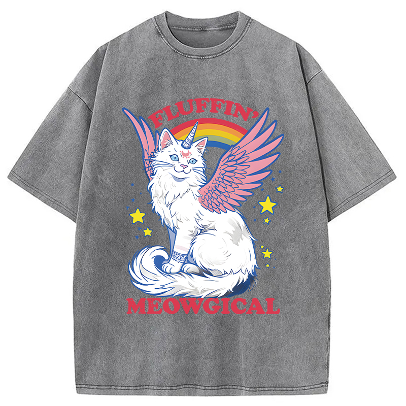 Modecanvas Fluffin Meowgical DTG Printing Washed T-Shirt