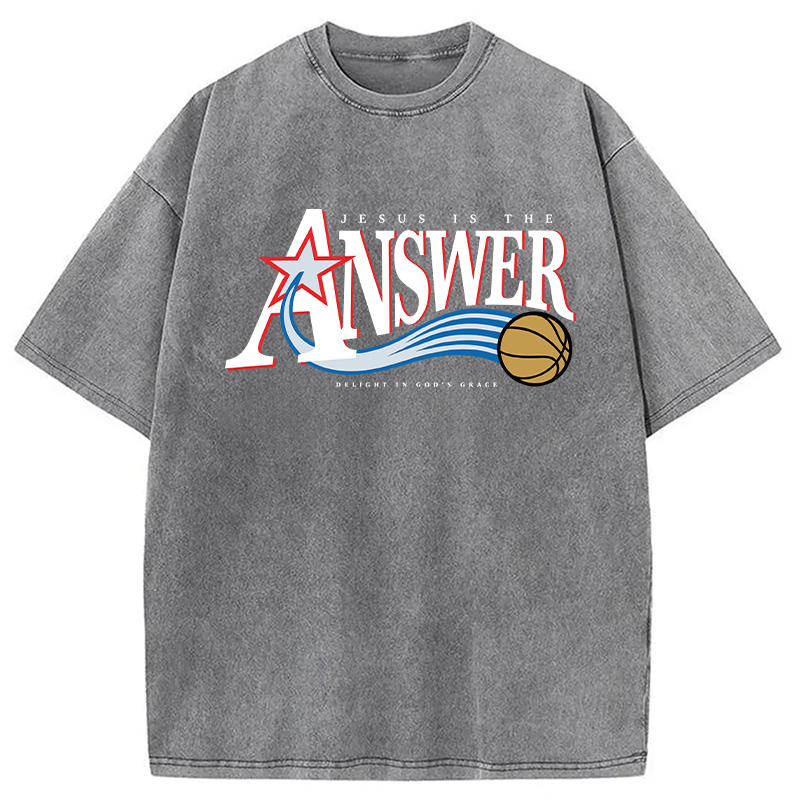 Modecanvas Jesus Is The Answer DTG Printing Washed T-Shirt