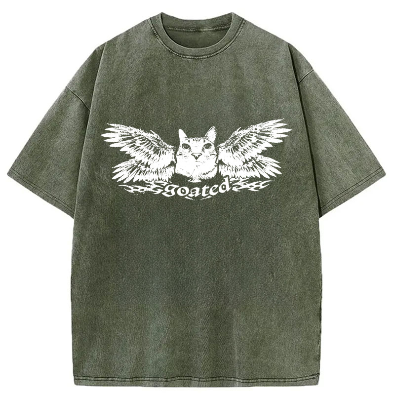 Modecanvas Grunge Kitten DTG Printing Washed T-Shirt