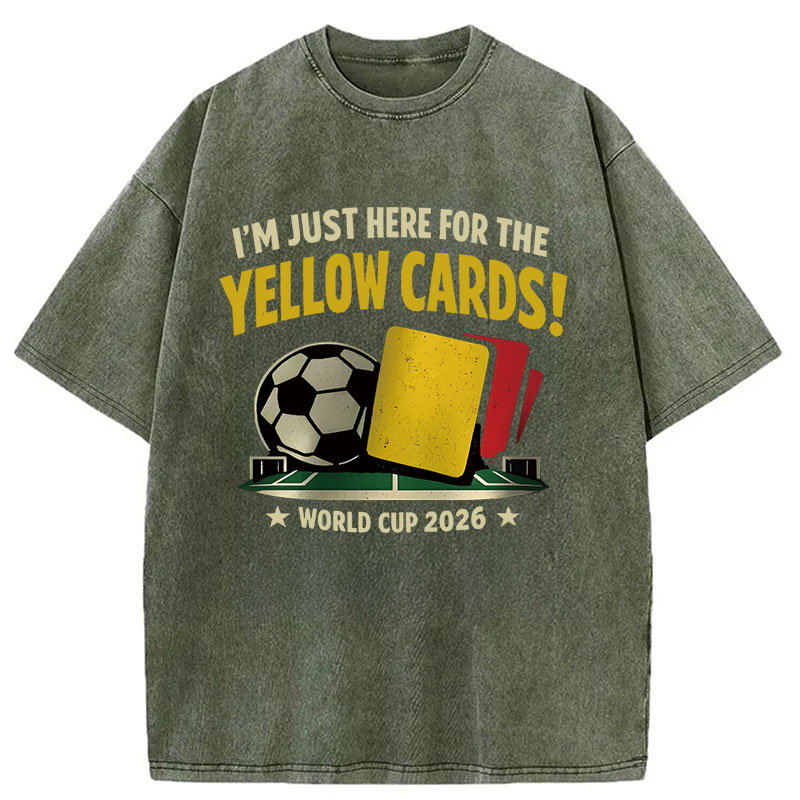 Modecanvas Funny Yellow Card Soccer DTG Printing Washed T-Shirt