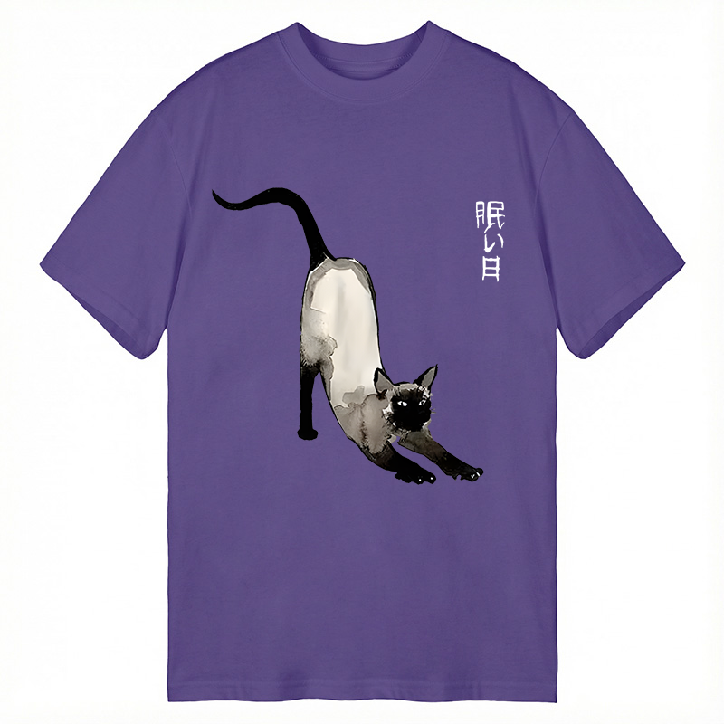 Modecanvas Japanese Siamese Cat DTG Printing Classic T-Shirt-modecanvas