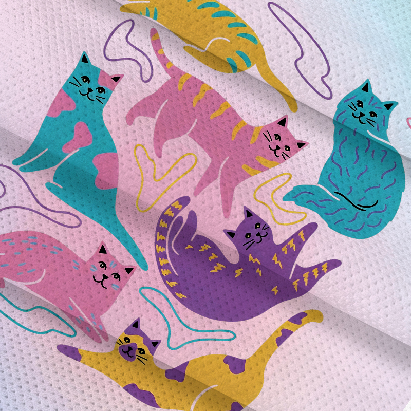 Modecanvas Colourful Cats Jersey Short