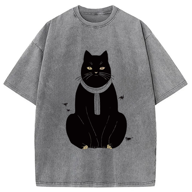 Modecanvas Japanese Cat With Scarf Washed T-Shirt