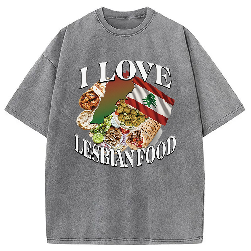 Modecanvas I Love Lesbian Food Washed T-Shirt