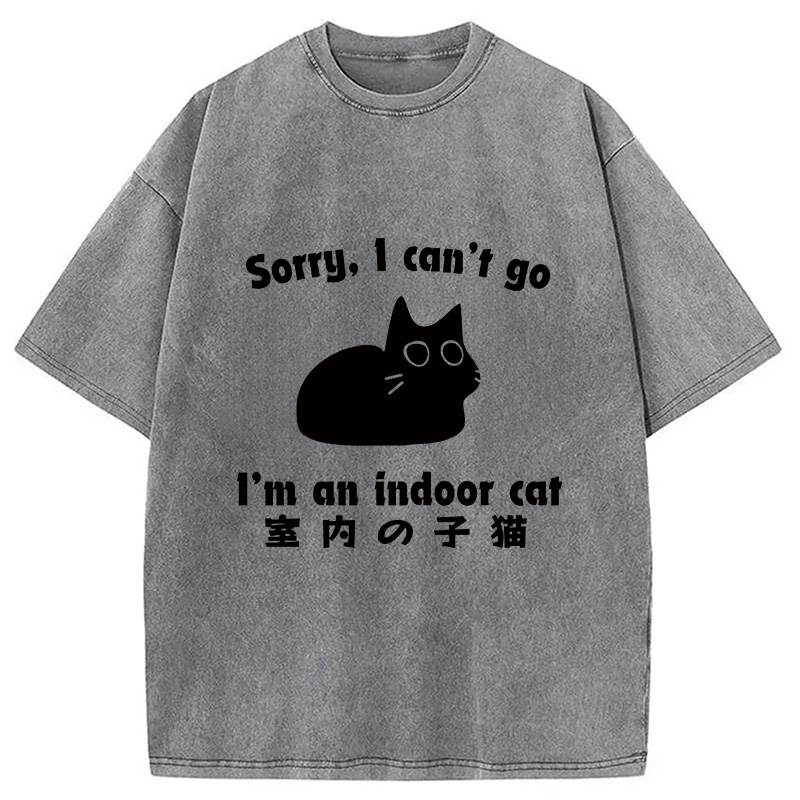 Modecanvas Indoor Kitten Washed T-Shirt-modecanvas