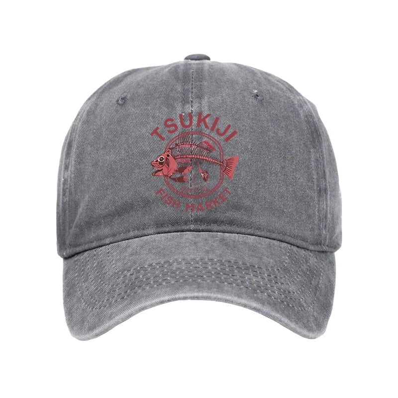 Modecanvas Tokyo Tsukiji Fish Market Vintage Japan Washed Cap-modecanvas
