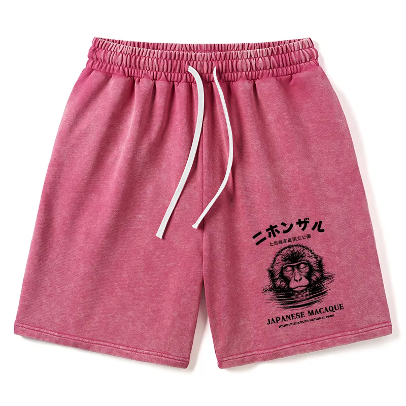 Modecanvas The Macaque Monkey In The Bath Japanese Washed Shorts