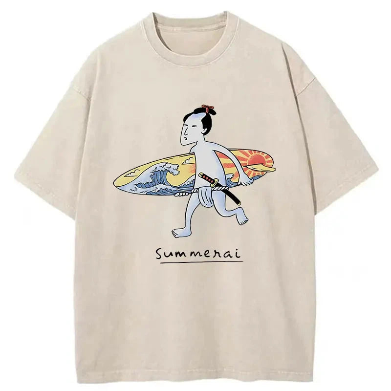 Modecanvas Surf Samurai Japanese Washed T-Shirt