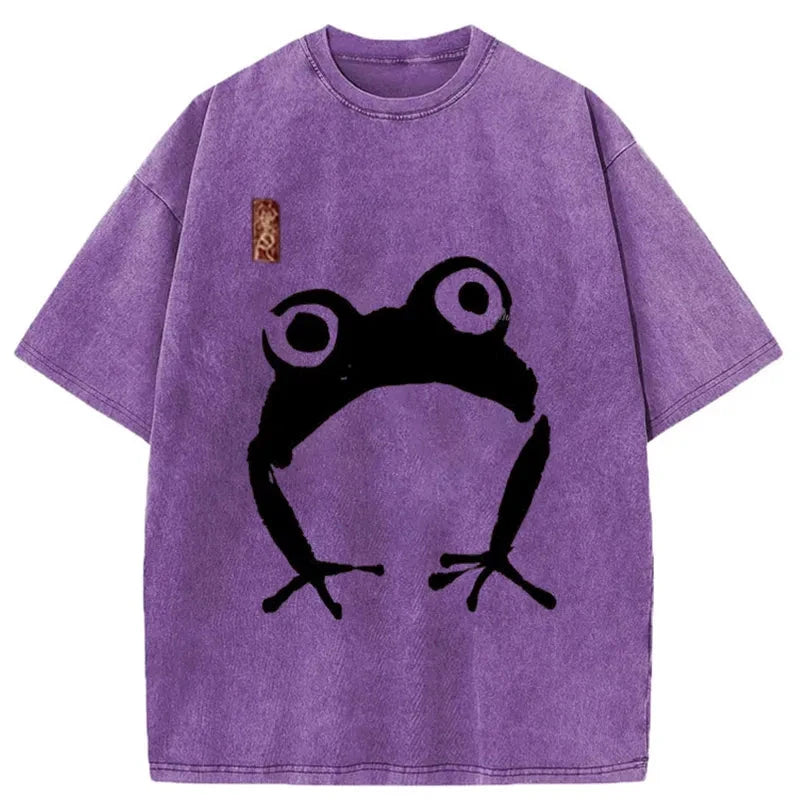 Modecanvas Japanese Woodblock Print Frog Washed T-Shirt