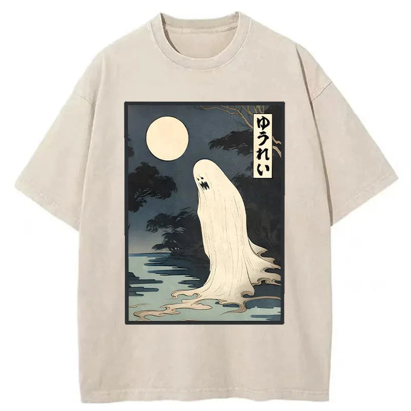 Modecanvas Creepy Japanese Ghost Washed T-Shirt