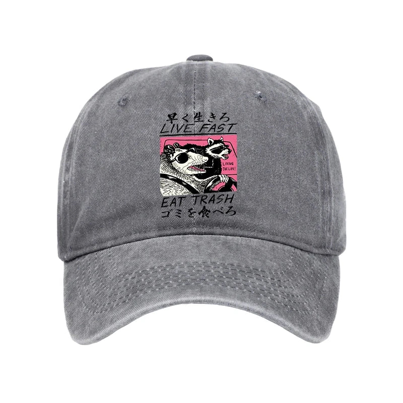 Modecanvas Live Fast Eat Trash Washed Cap-modecanvas