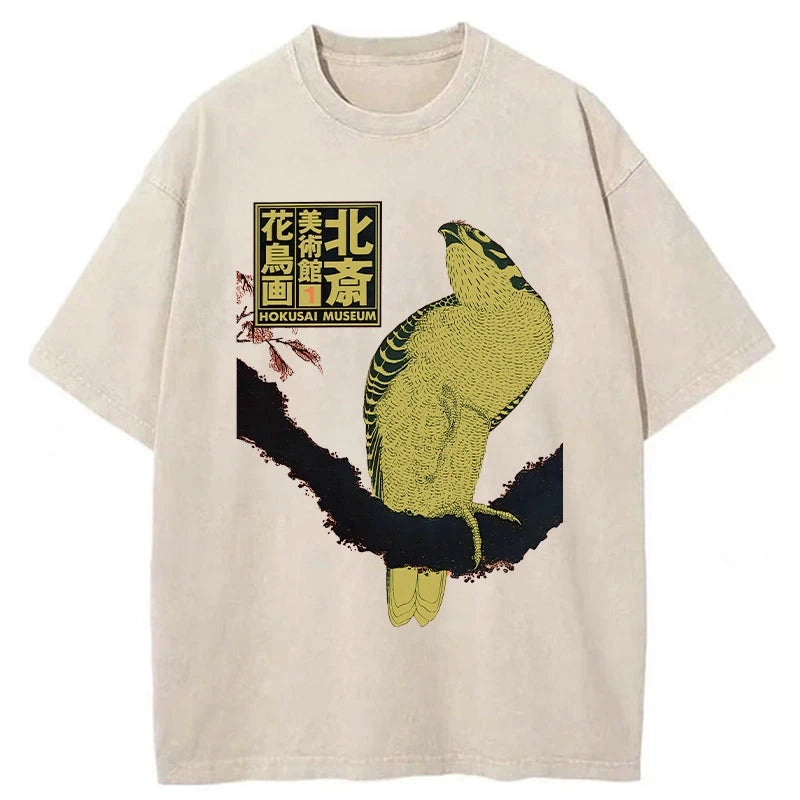 Modecanvas Hokusai Museum Flower And Bird Washed T-Shirt