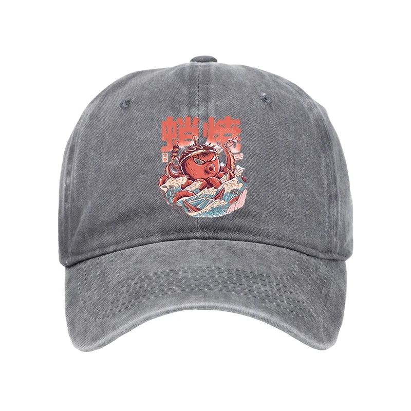 Modecanvas The Great Wave Takoyaki Japanese Washed Cap-modecanvas
