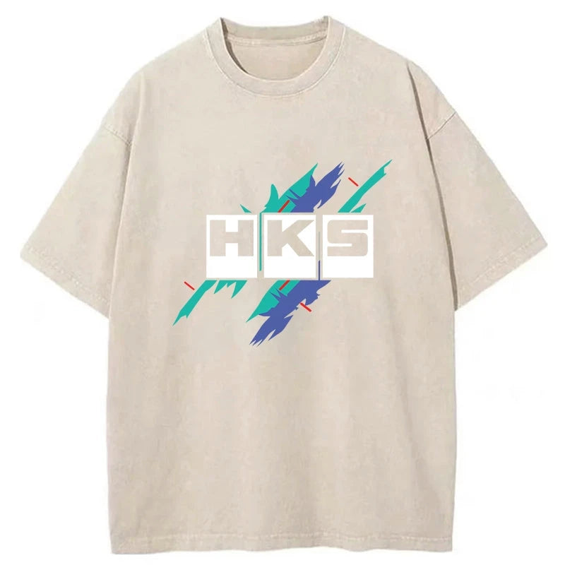 Modecanvas HKS Drifting Drag JDM Washed T-Shirt-modecanvas