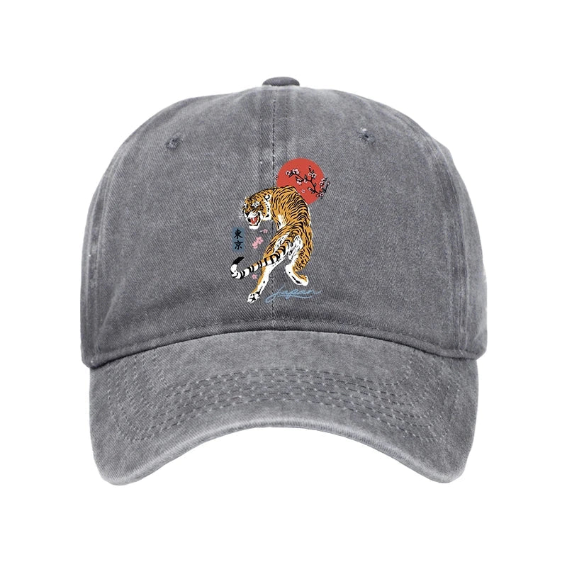 Modecanvas Tiger Blossom Japanese Sakura Washed Cap-modecanvas