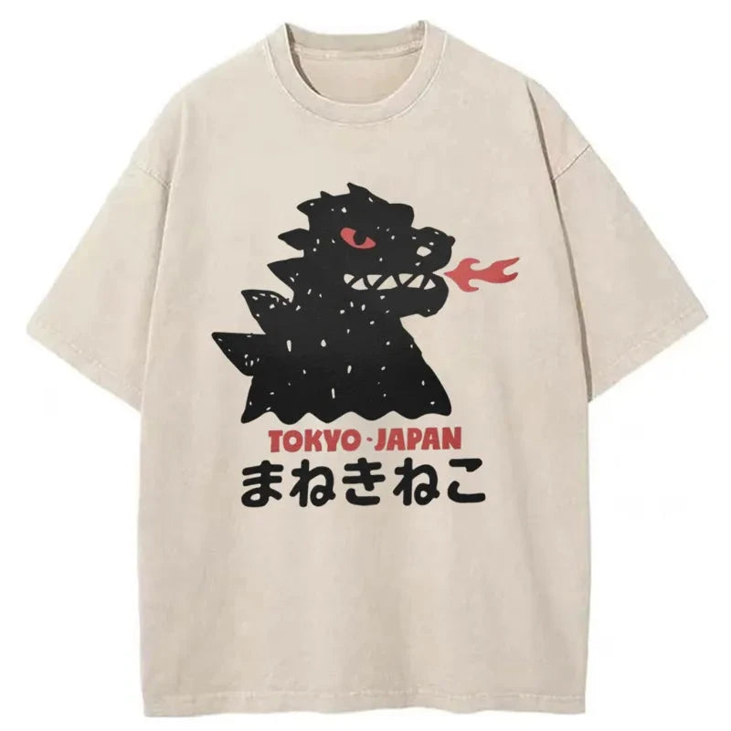 Modecanvas Japanese Fortune Cat Washed T-Shirt