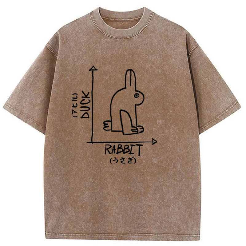Modecanvas A Rabbit And A Duck Washed T-Shirt
