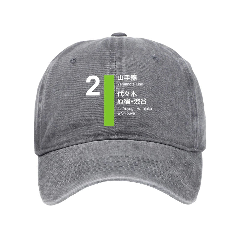 Modecanvas Yamanote Line Shibuya And Harajuku Washed Cap-modecanvas