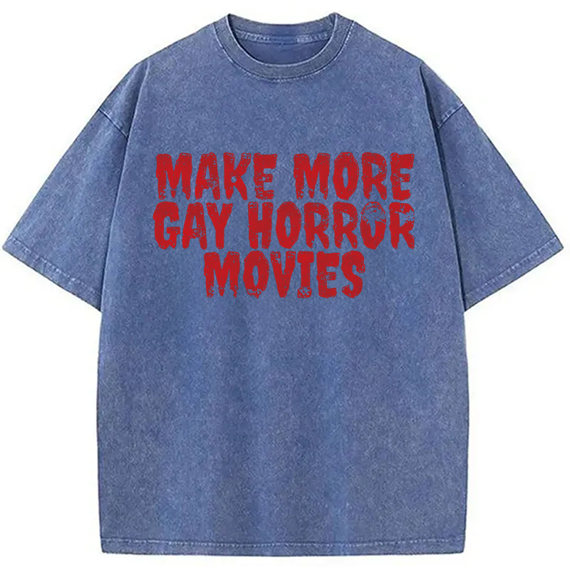Modecanvas Queer Horror Movie DTG Printing Washed T-Shirt-modecanvas