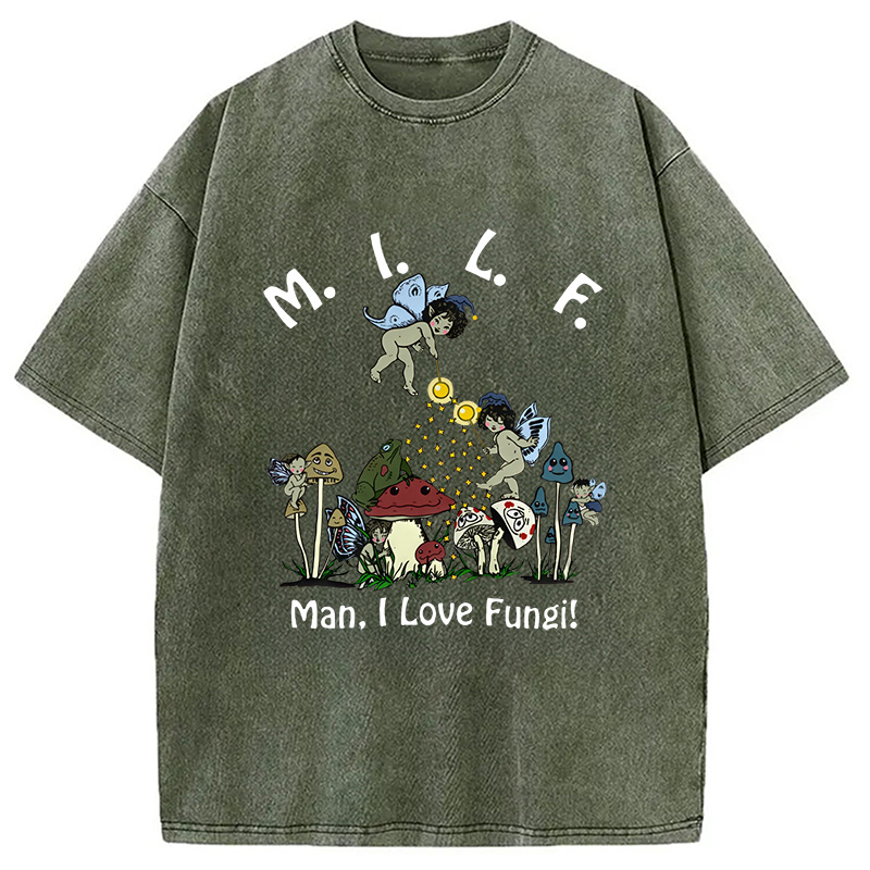 Modecanvas Man I Love Fungi Washed T-Shirt