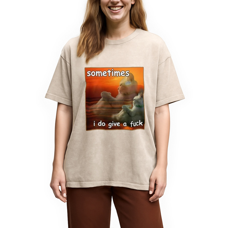 Modecanvas Sometimes I Do Give A Fxck Meme Washed T-Shirt