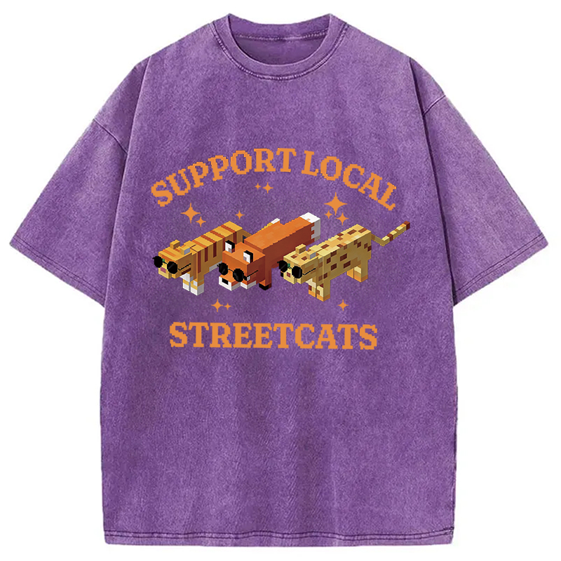 Modecanvas Support Local Streetcats DTG Printing Washed T-Shirt