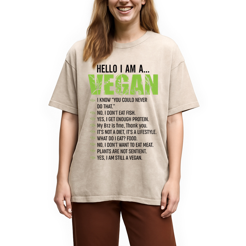 Modecanvas Funny Sarcastic Vegetarian DTG Printing Washed T-Shirt