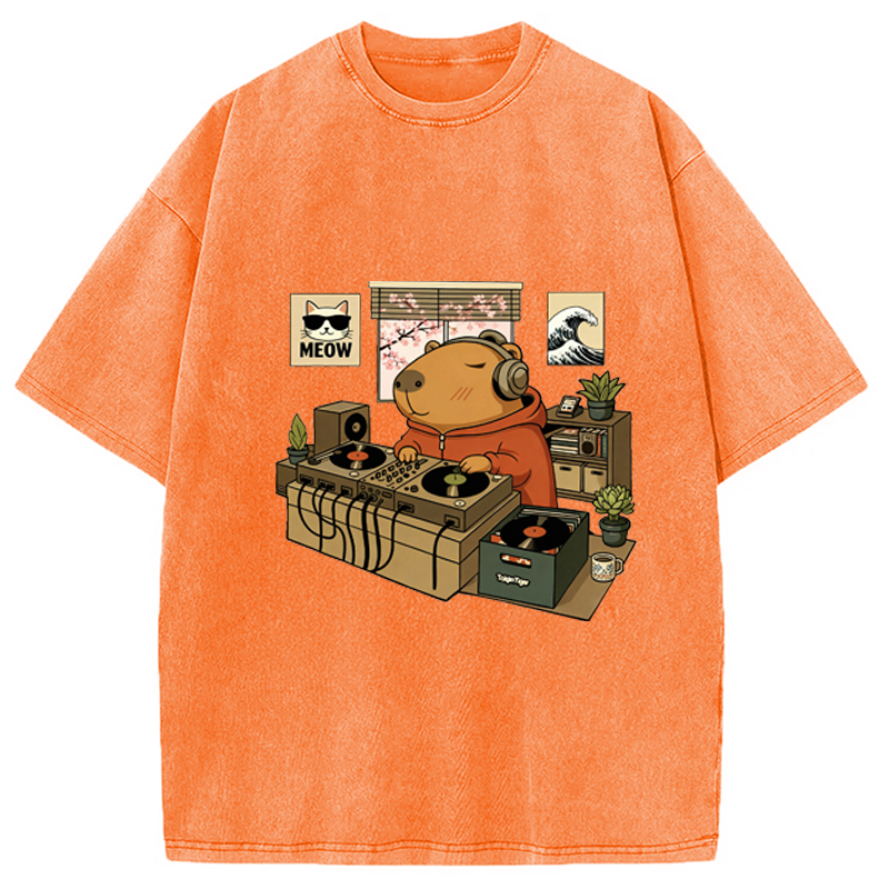 Modecanvas Capybara DJ Washed T-Shirt