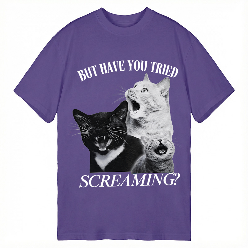 Modecanvas Funny Screaming Cat DTG Printing Classic T-Shirt-modecanvas