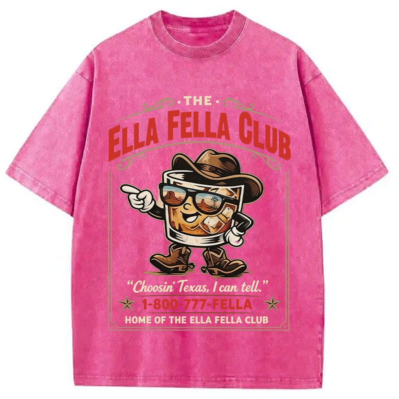 Modecanvas Ella Fella Club Cowboy Whiskey DTG Printing Washed T-Shirt