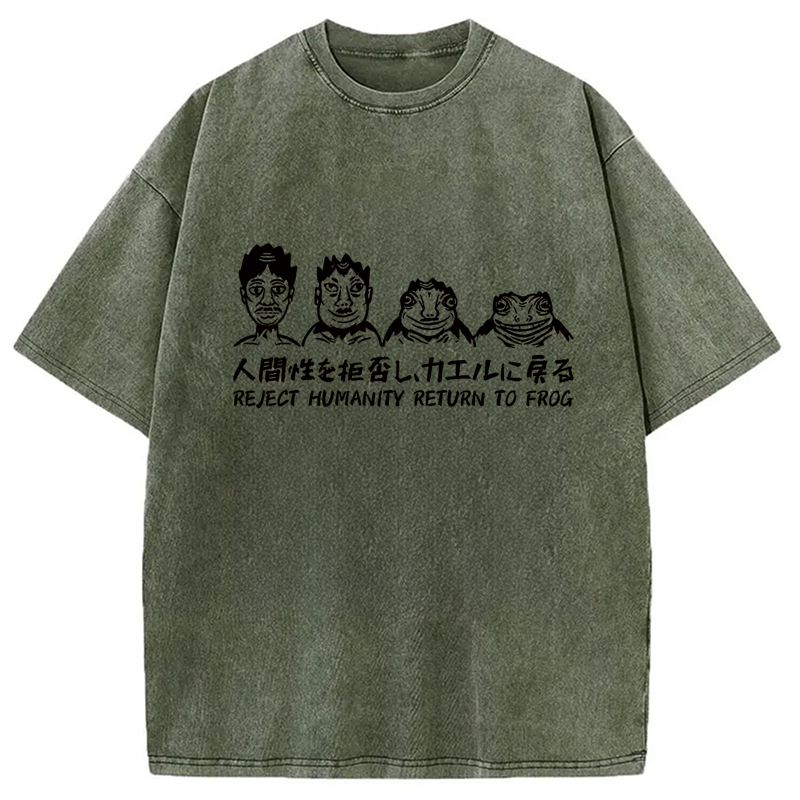 Modecanvas Reject Humanity Return To Frog Washed T-Shirt
