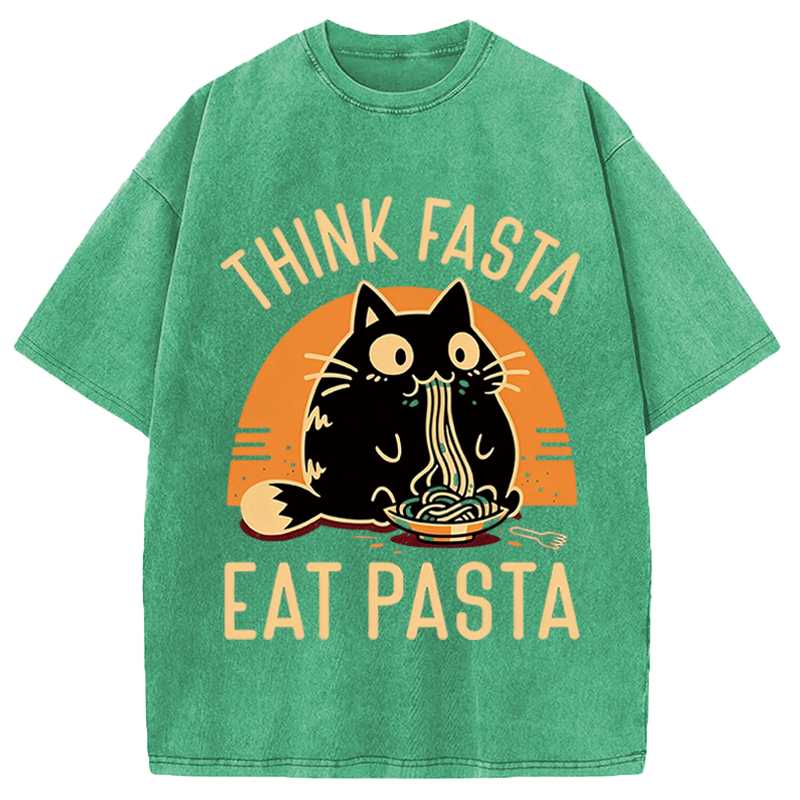 Modecanvas Funny Hungry Cat DTG Printing Washed T-Shirt