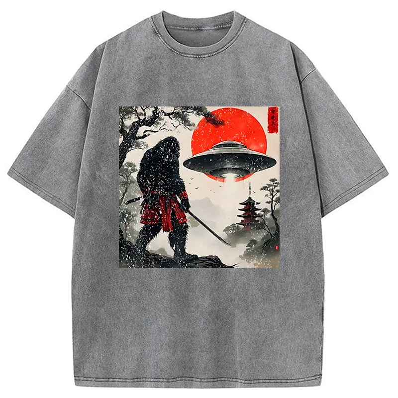 Modecanvas Bigfoot Vs Alien Washed T-Shirt