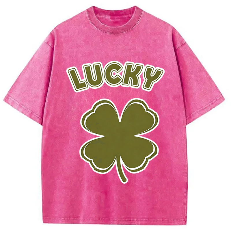 Modecanvas Lucky Shamrock Retro DTG Printing Washed T-Shirt